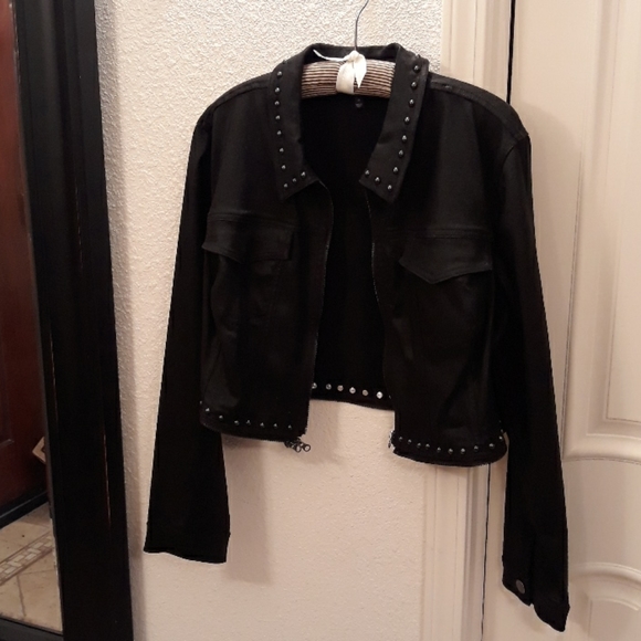 NEW Lane Bryant Crop or Long Black Moto Jacket - Picture 2 of 11